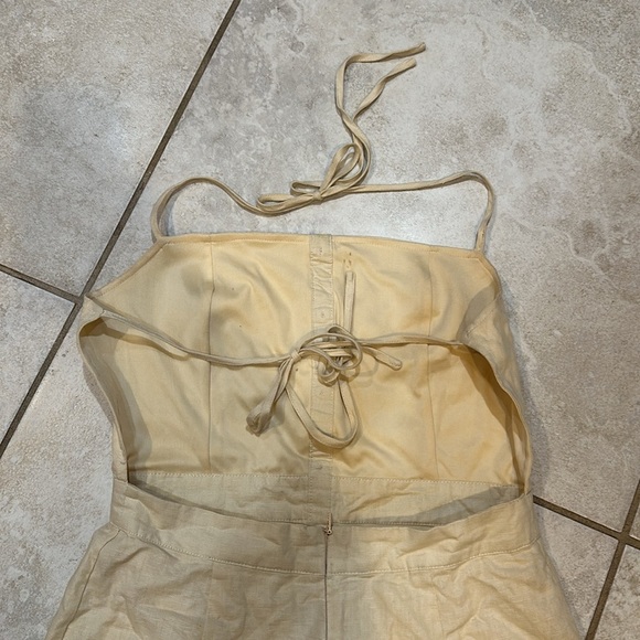 American Threads Cream Linen Button Front Backless Halter Dress M - Picture 7 of 9